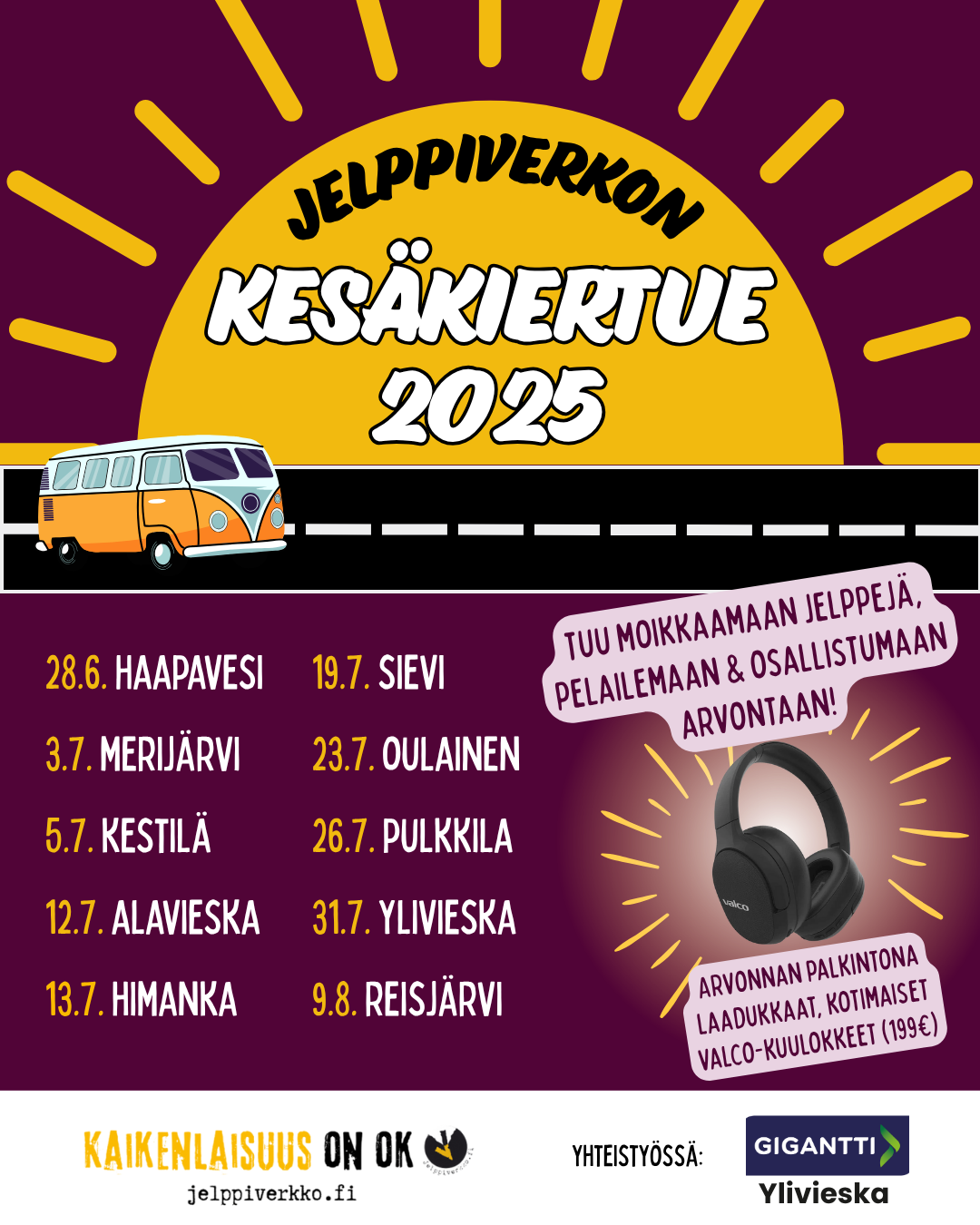 Jelppiverkon kesäkiertue 2025